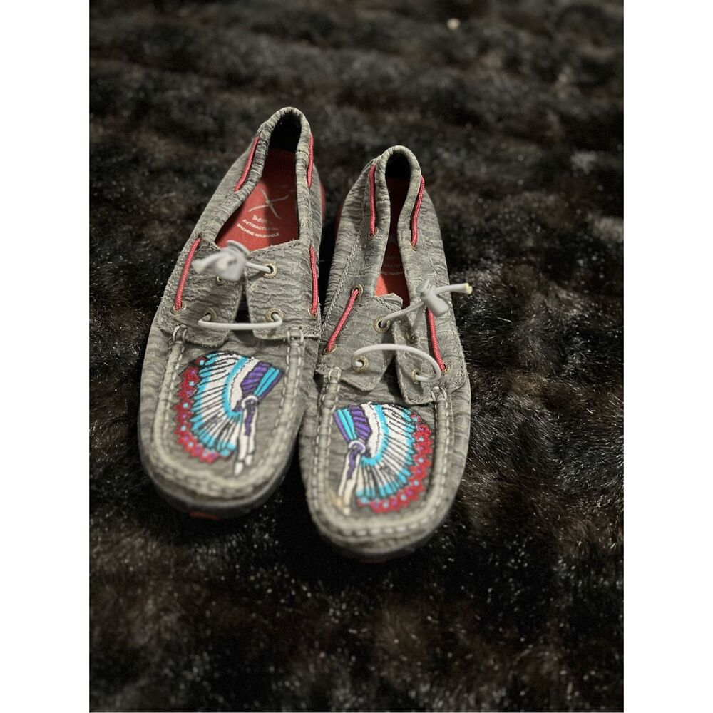 WE Exclusive ~ Twisted X Women's Charcoal Headdress Driving Moc shoes 7